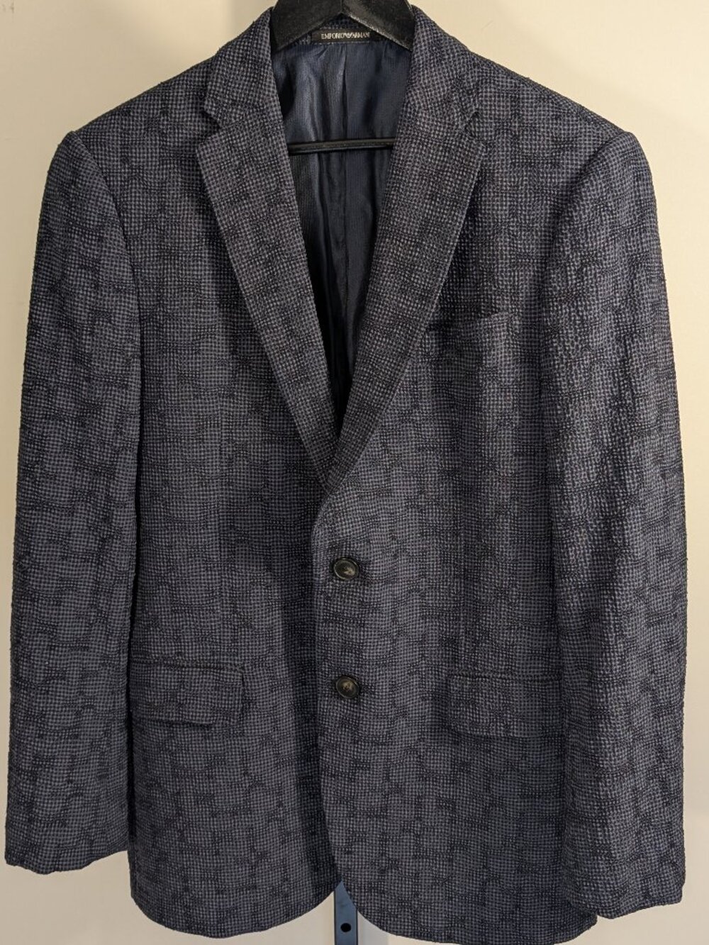 Emporio Armani Made in Italy Wool/Mulberry Silk Blazer | Blue/Black | Sz S / 36R